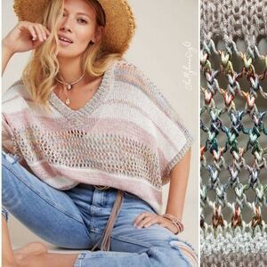 ANTHROPOLOGIE Akemi + Kin Sonoma Crochet Pullover Sweater Dolman Oversize M L XL